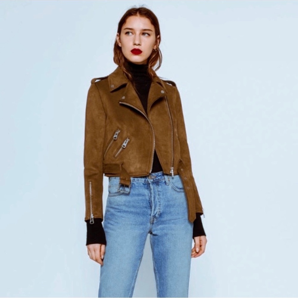 ZARA | Faux Suede Belted Jacket